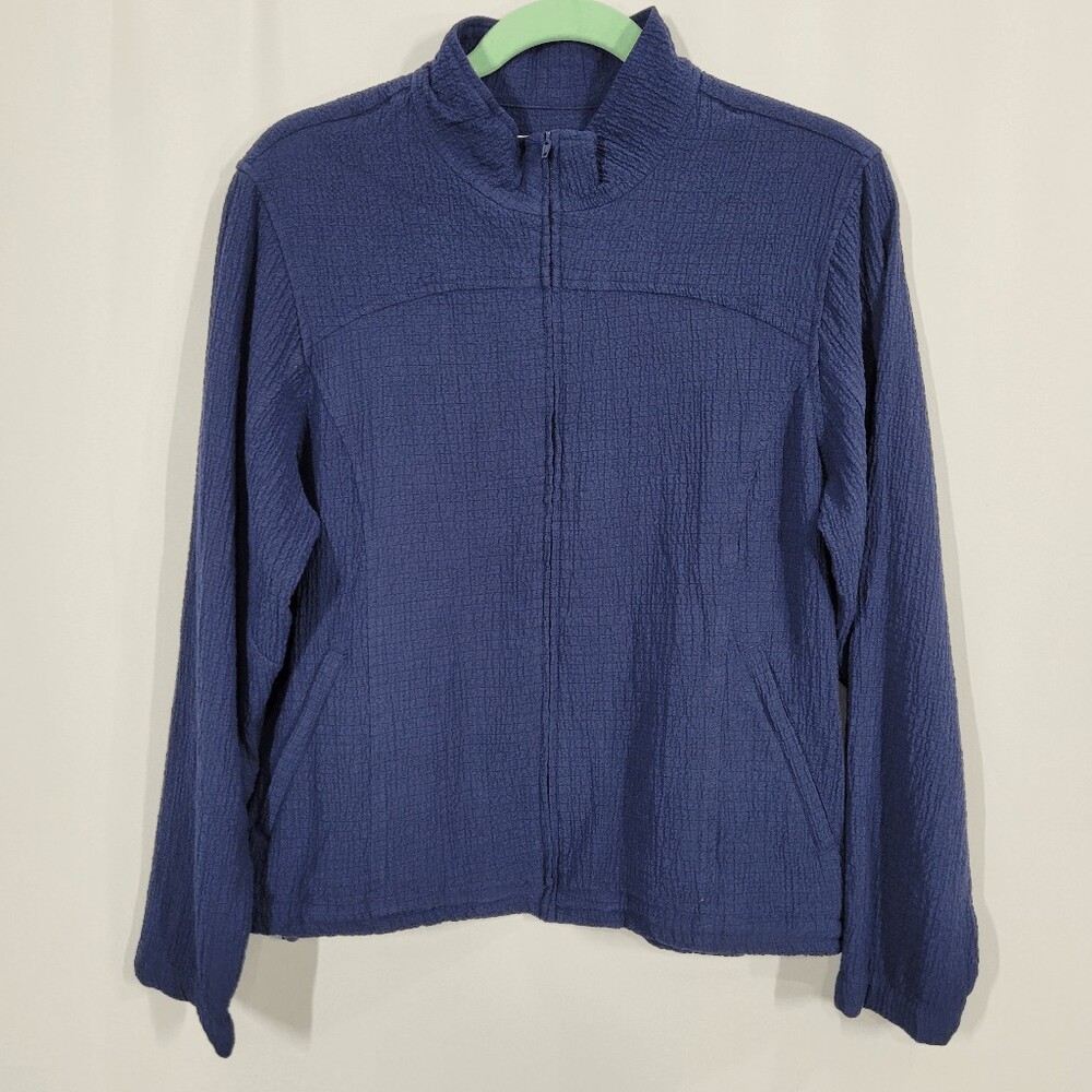Orvis Seersucker Navy Full Zip Lightweight Jacket Size MP